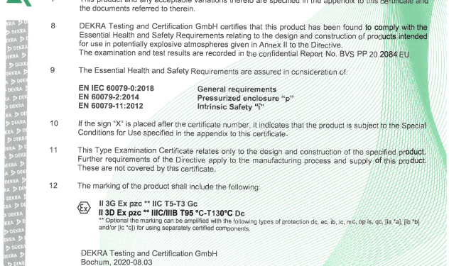 Type Examination Certificate van DEKRA